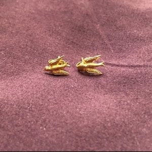 Vintage 14k Gold Post  Bird Earrings